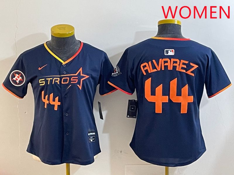 Women Houston Astros #44 Alvarez Drak Blue Three generations Joint Name 2025 Nike MLB Jersey style 4106